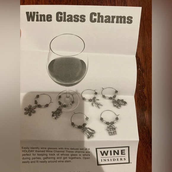 NWOT Christmas holiday wine glass charms set of 6 silver/blue - Picture 6 of 8